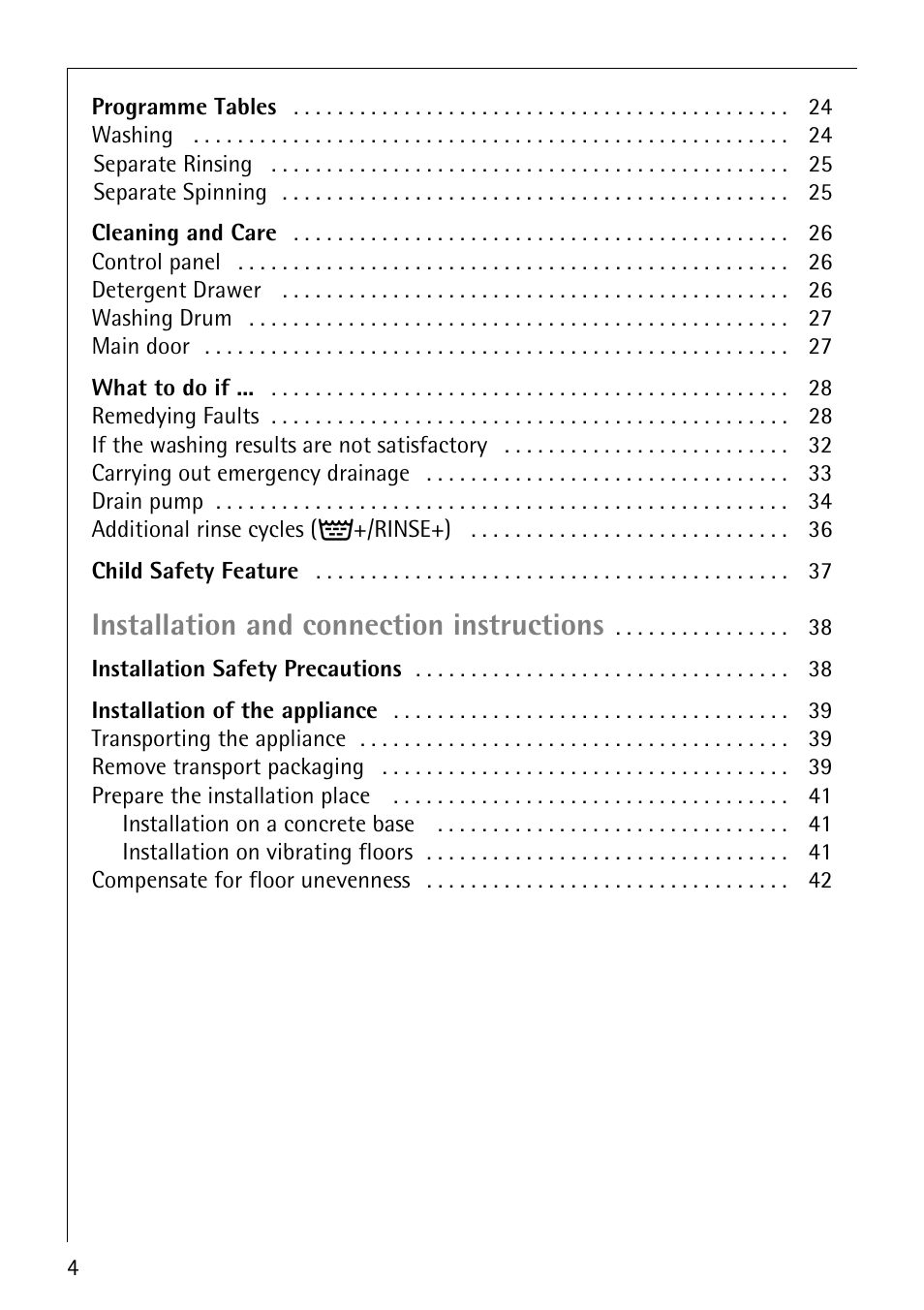 Installation and connection instructions | Electrolux LAVAMAT 51165 User Manual | Page 4 / 52