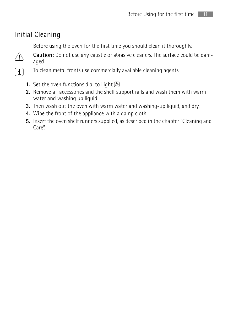 Initial cleaning | Electrolux B3301-5 User Manual | Page 11 / 52