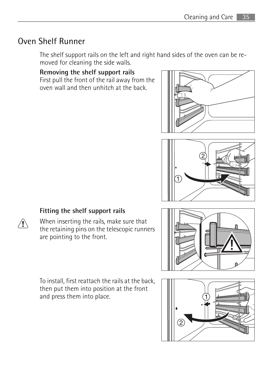 Oven shelf runner | Electrolux B3301-5 User Manual | Page 35 / 52