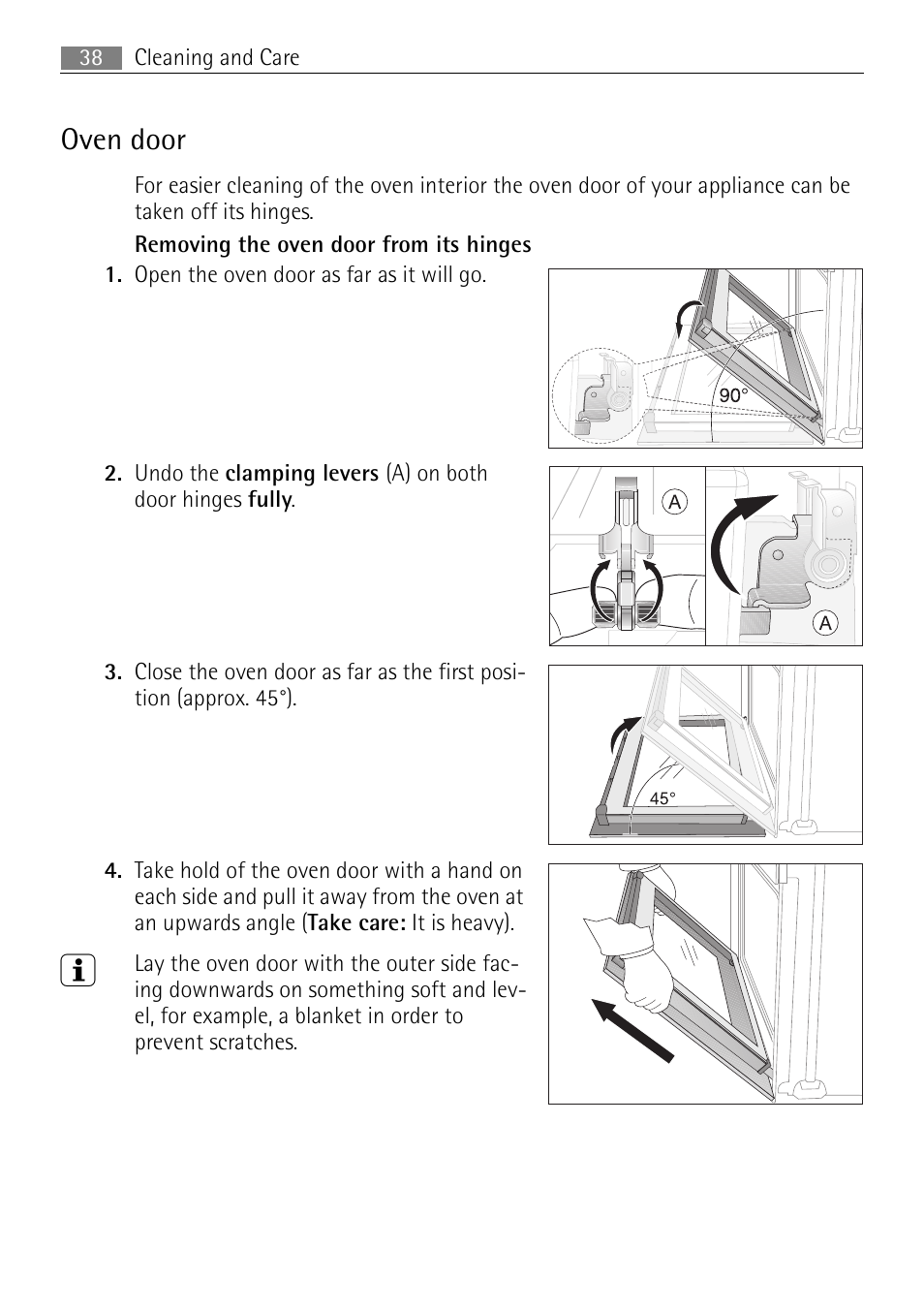 Oven door | Electrolux B3301-5 User Manual | Page 38 / 52