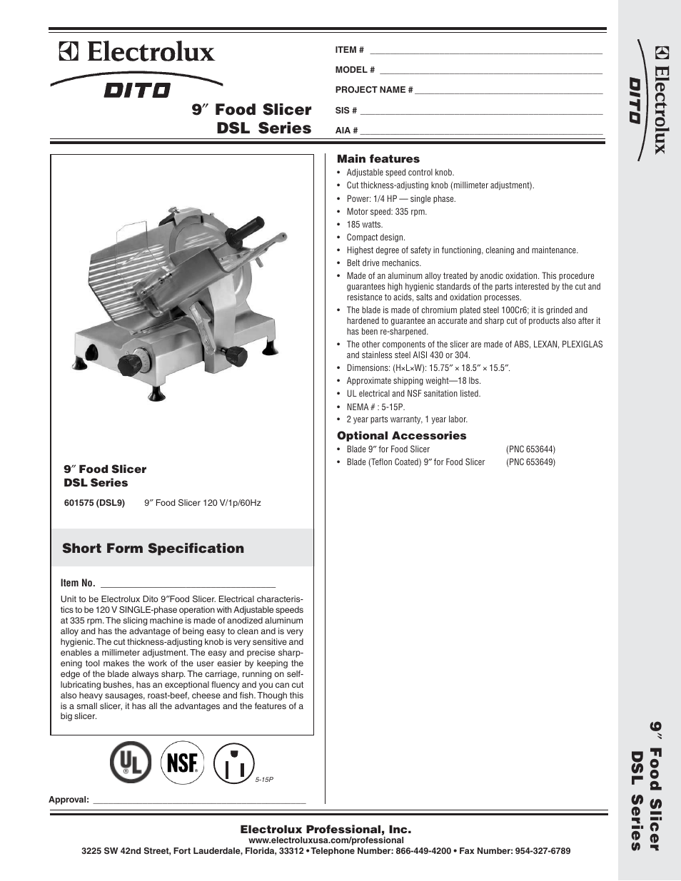 Electrolux Dito DSL9 User Manual | 2 pages