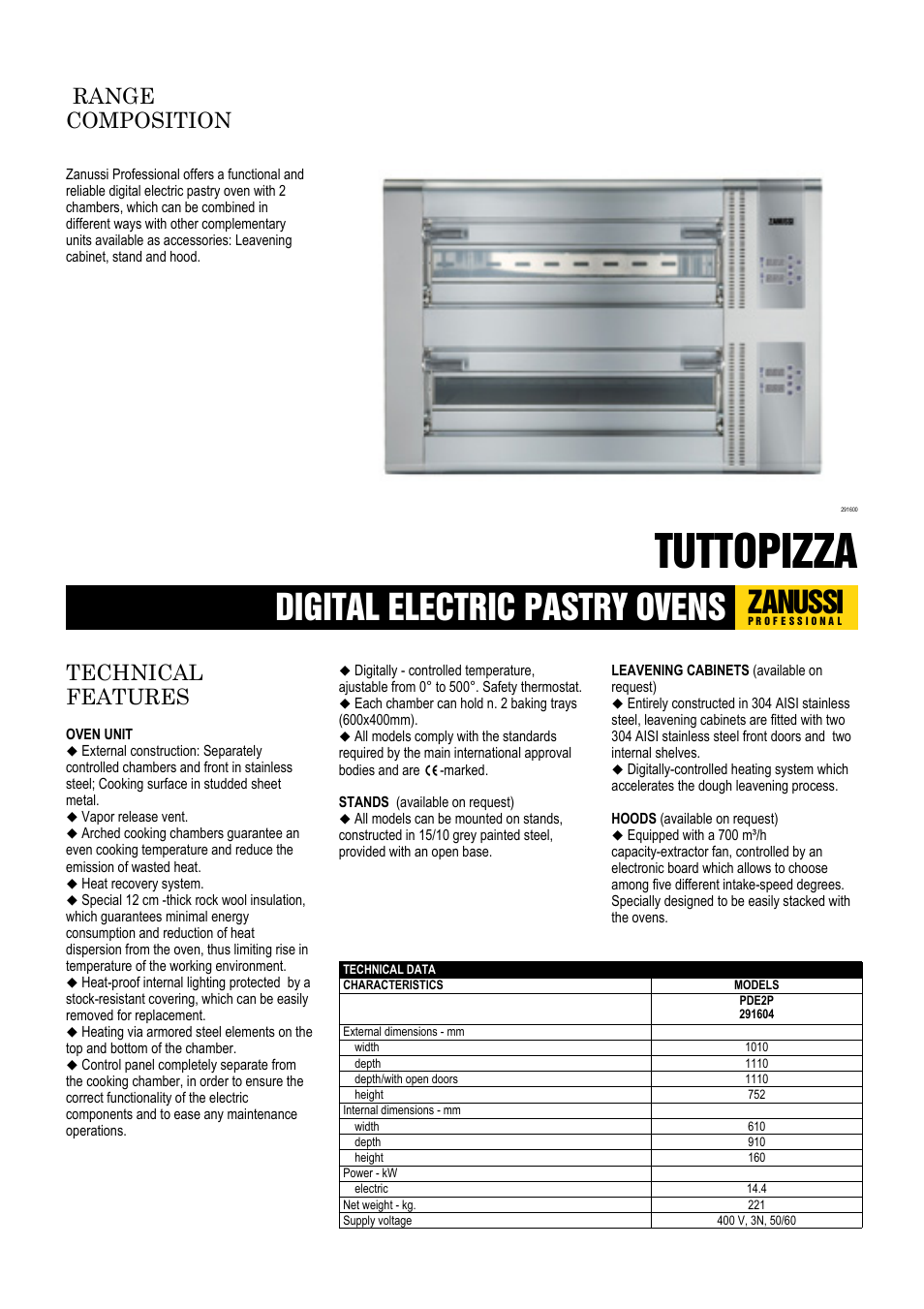 Electrolux Tuttopizza BDE2 User Manual | 2 pages