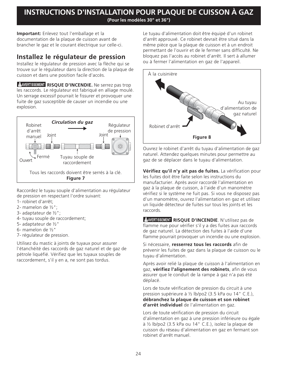 Installez le régulateur de pression | Electrolux EW30GC55G User Manual | Page 24 / 28