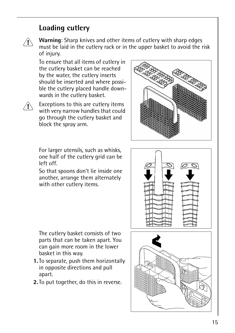 Loading cutlery | Electrolux 64570 Vi User Manual | Page 15 / 44