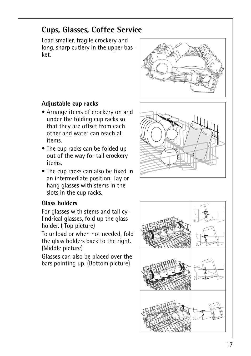 Cups, glasses, coffee service | Electrolux 64570 Vi User Manual | Page 17 / 44