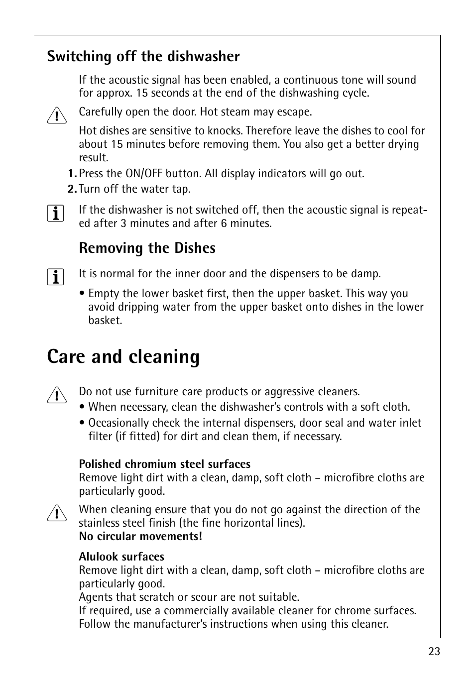 Care and cleaning 1 | Electrolux 64570 Vi User Manual | Page 23 / 44