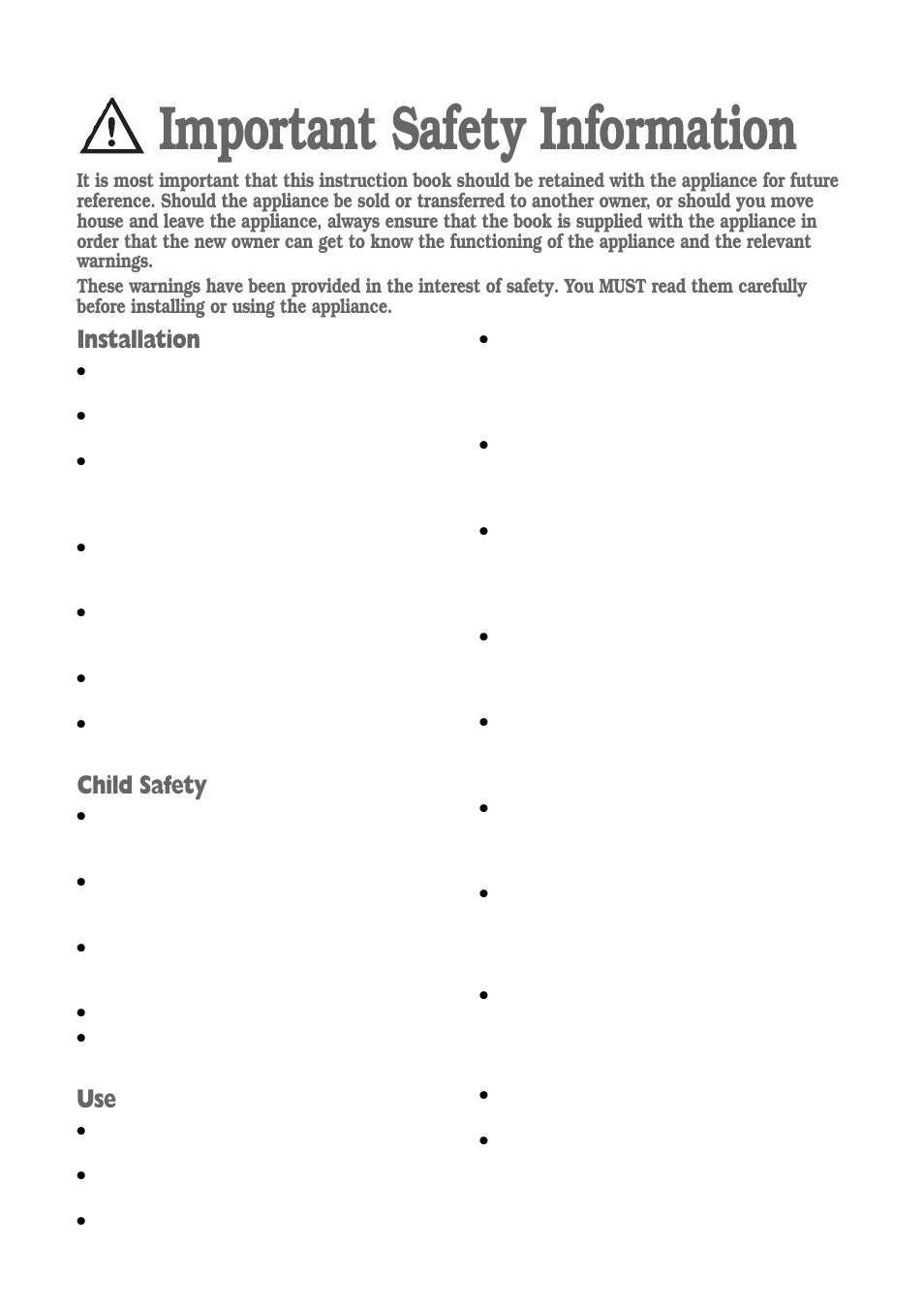 Important safety information, Installation, Child safety | Electrolux EWD 1419 I User Manual | Page 2 / 32