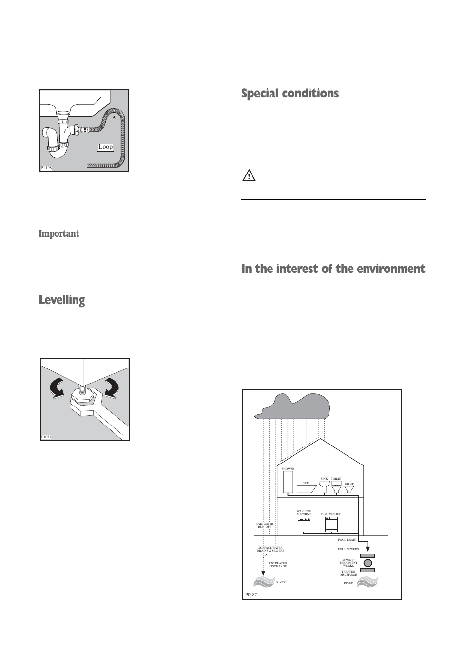 Special conditions, Levelling, Important | Electrolux EWD 1419 I User Manual | Page 28 / 32