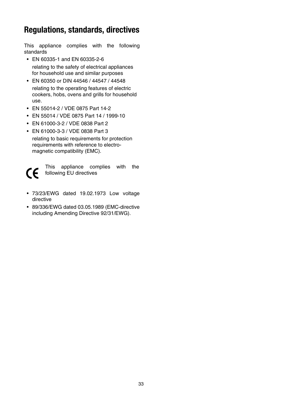 Regulations, standards, directives | Electrolux EHS 6651 P User Manual | Page 31 / 42