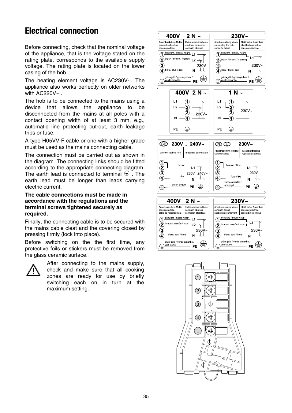 Electrical connection | Electrolux EHS 6651 P User Manual | Page 33 / 42