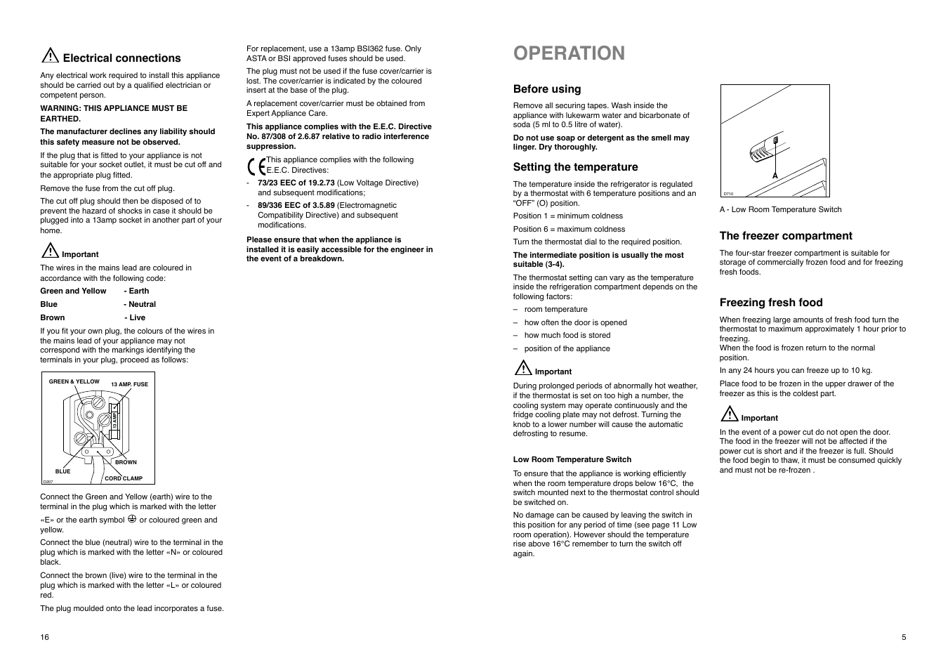 Operation | Electrolux ER 3825 B User Manual | Page 5 / 20
