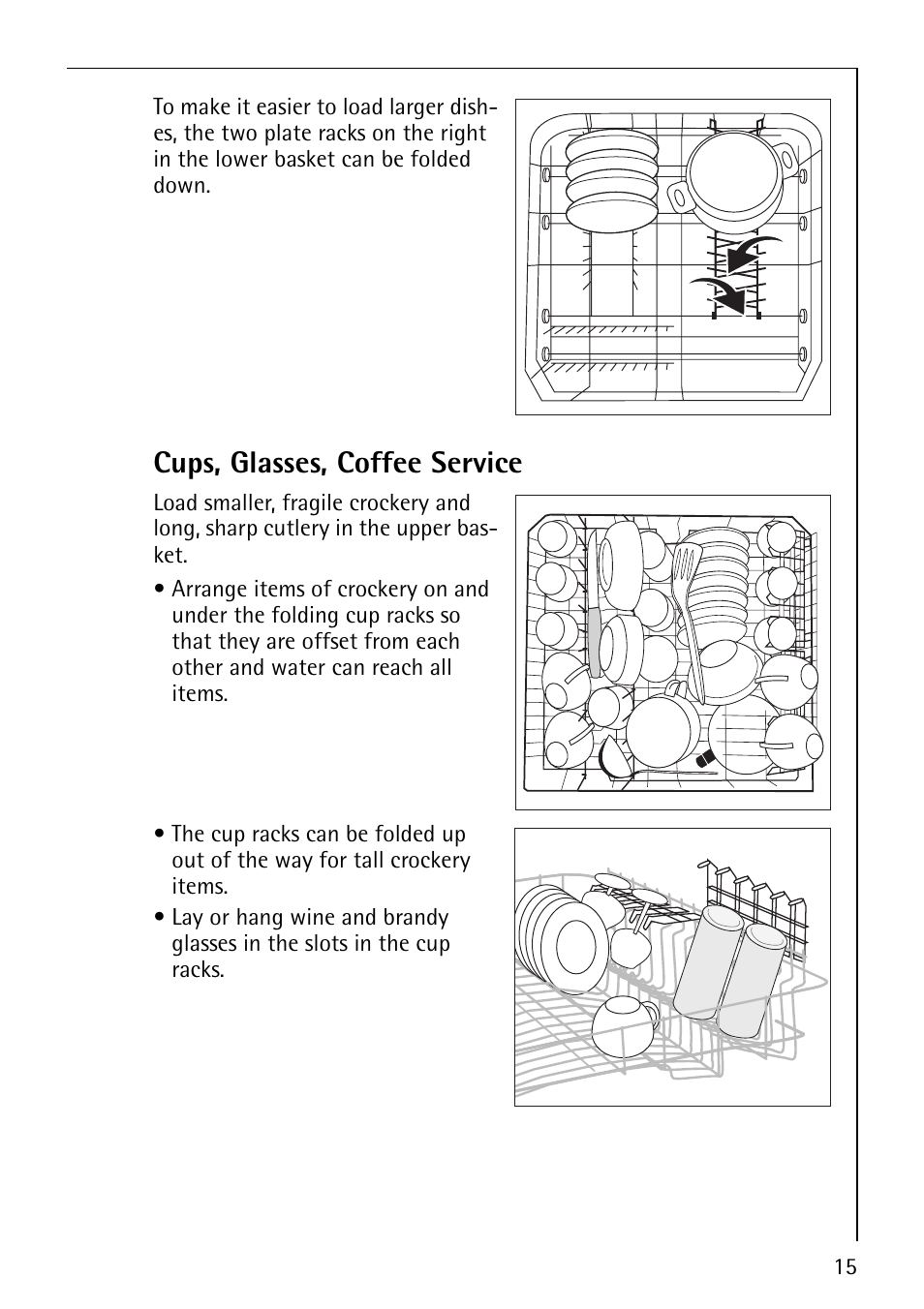 Cups, glasses, coffee service | Electrolux 40850 User Manual | Page 15 / 40