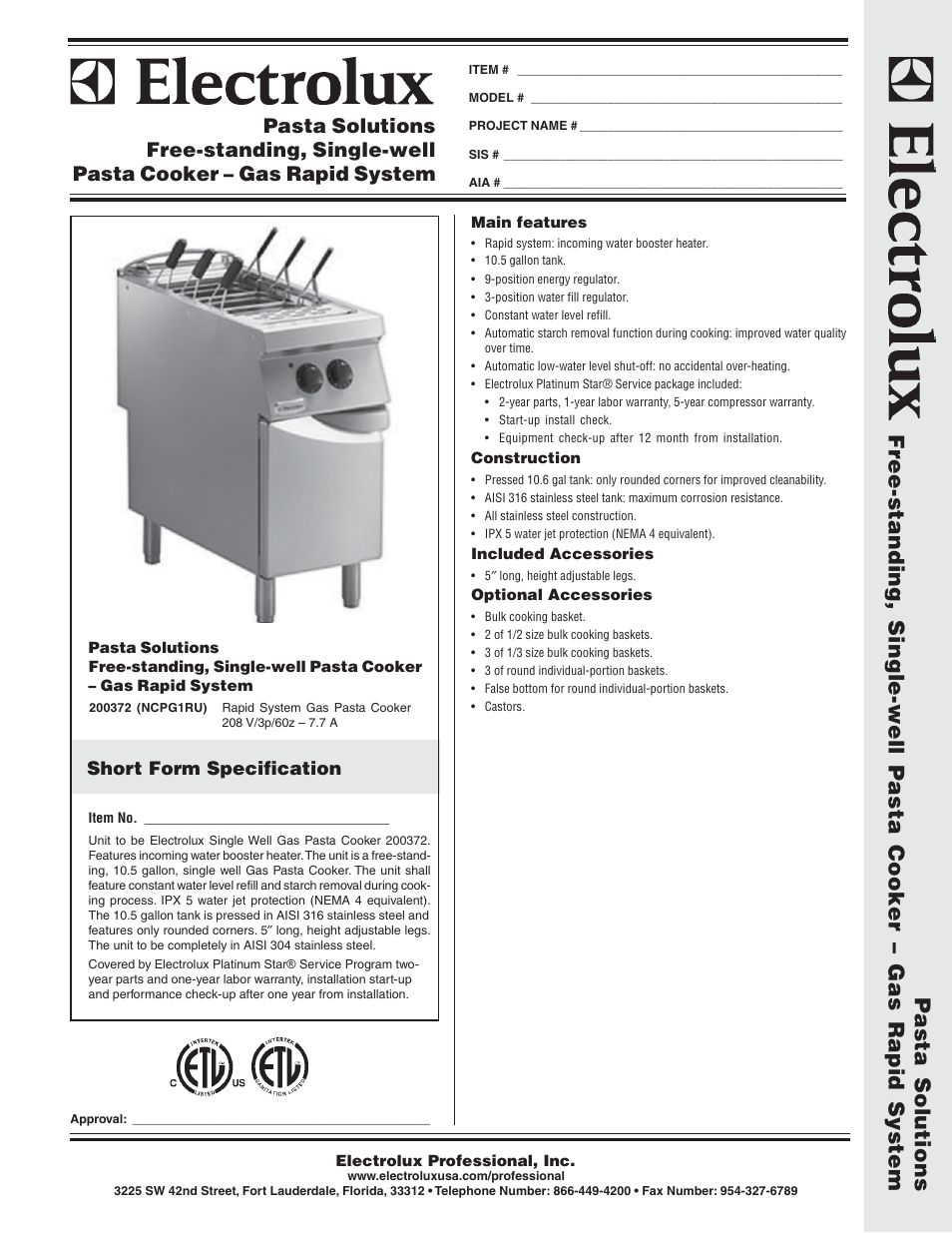 Electrolux 200372 User Manual | 2 pages