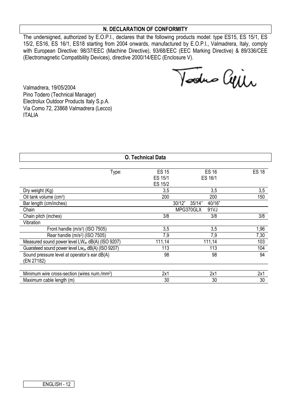 Electrolux ES16 User Manual | Page 15 / 15