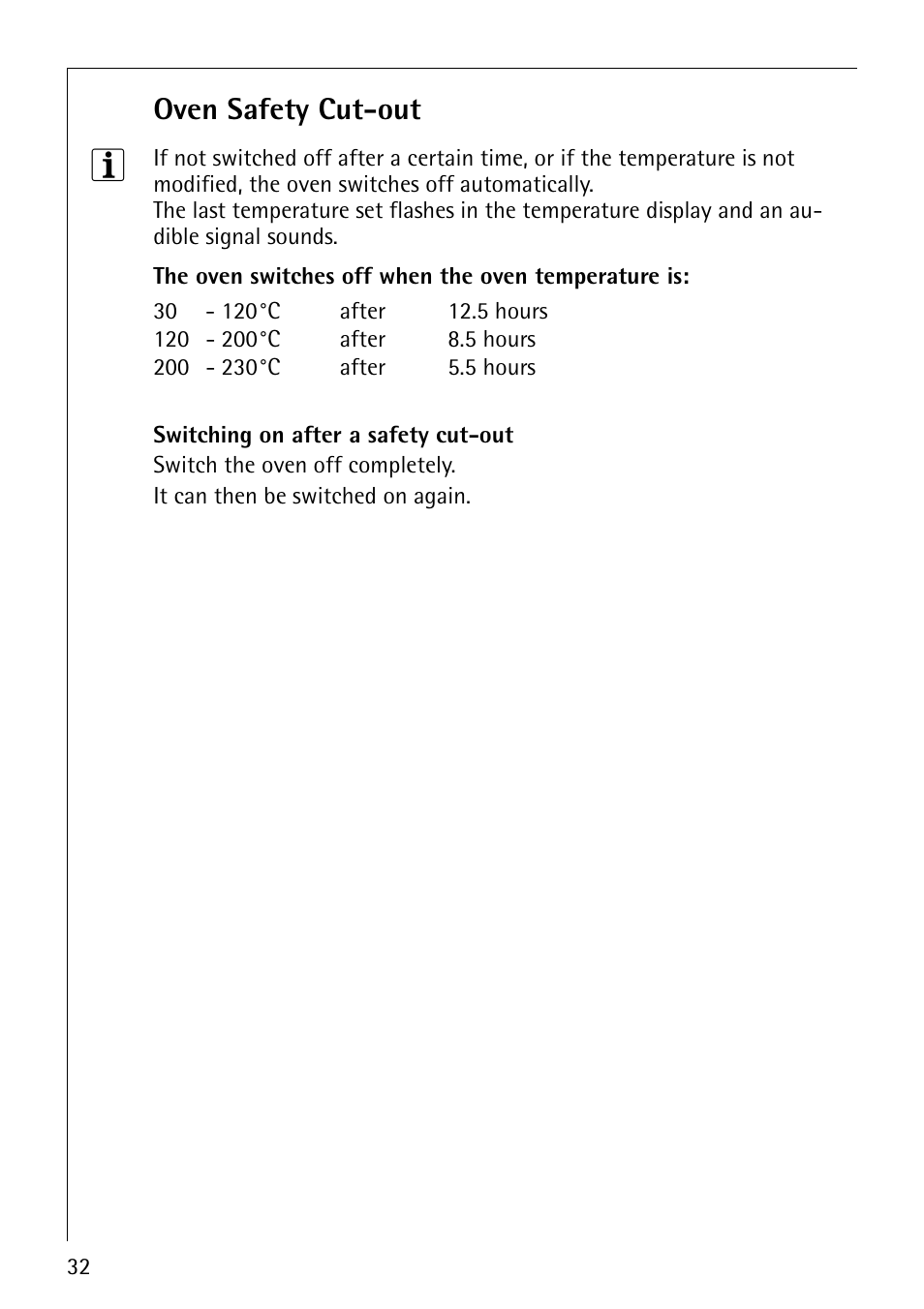 Oven safety cut-out | Electrolux CB8920-1 User Manual | Page 32 / 80