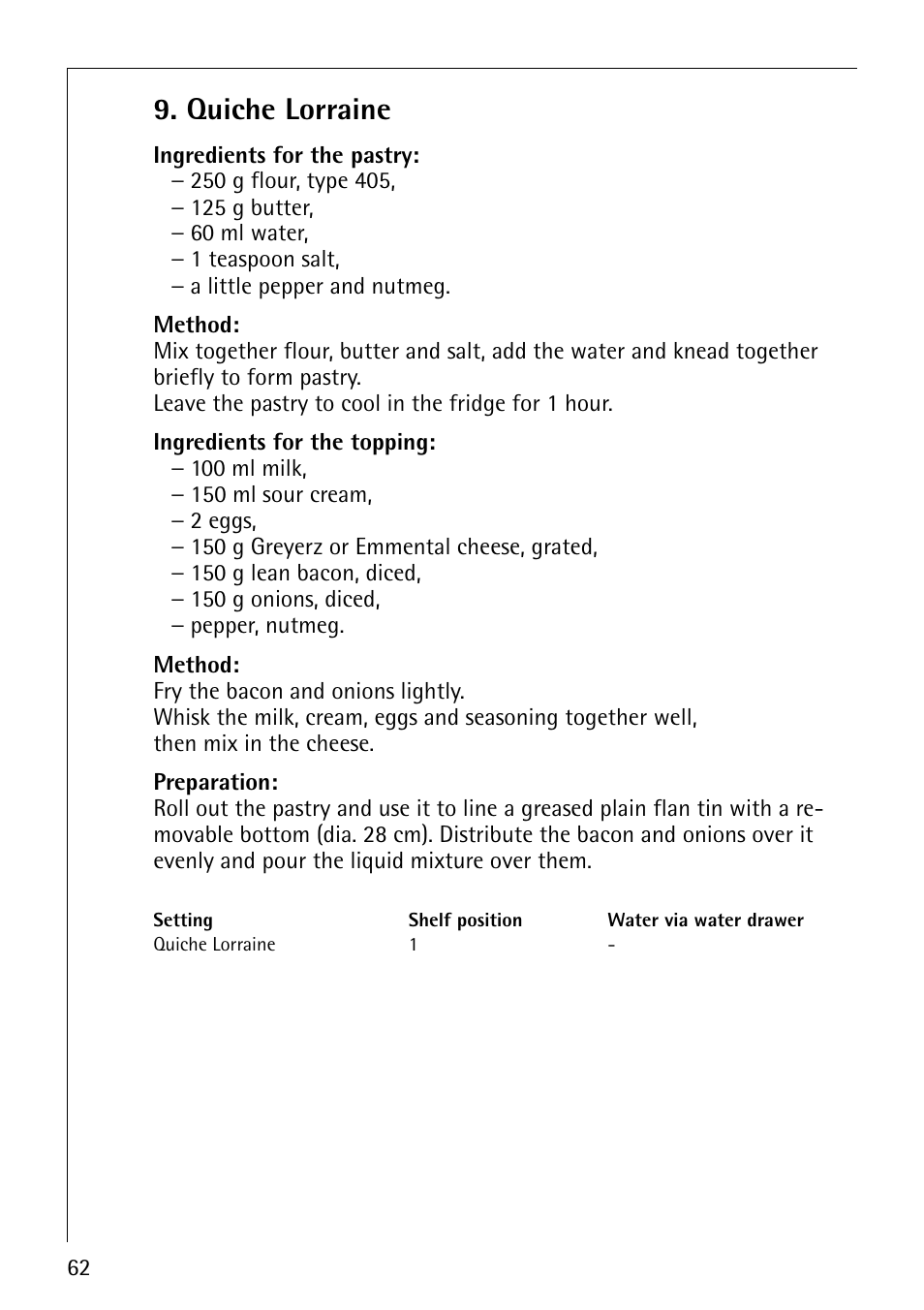 Quiche lorraine | Electrolux CB8920-1 User Manual | Page 62 / 80