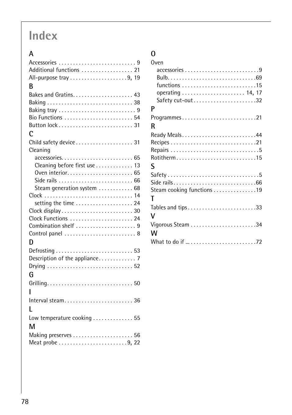 Index | Electrolux CB8920-1 User Manual | Page 78 / 80