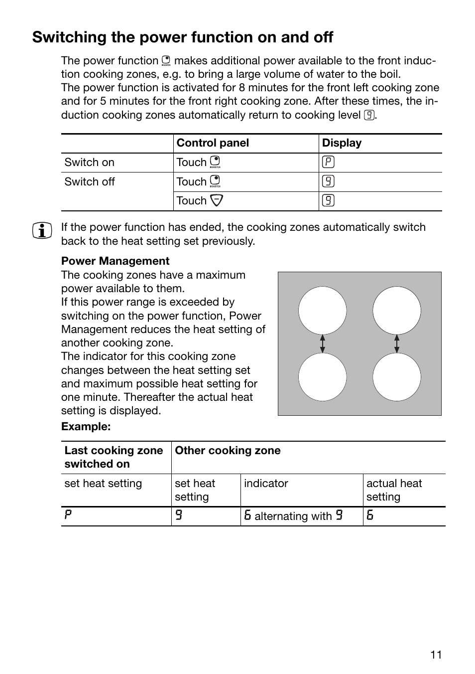 Switching the power function on and off | Electrolux EHD 6005 P User Manual | Page 11 / 32