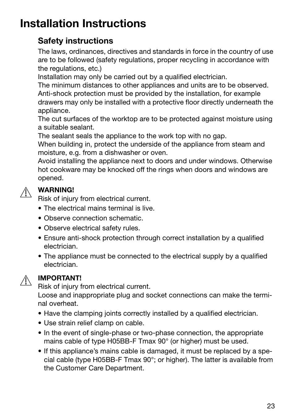 Installation instructions | Electrolux EHD 6005 P User Manual | Page 23 / 32