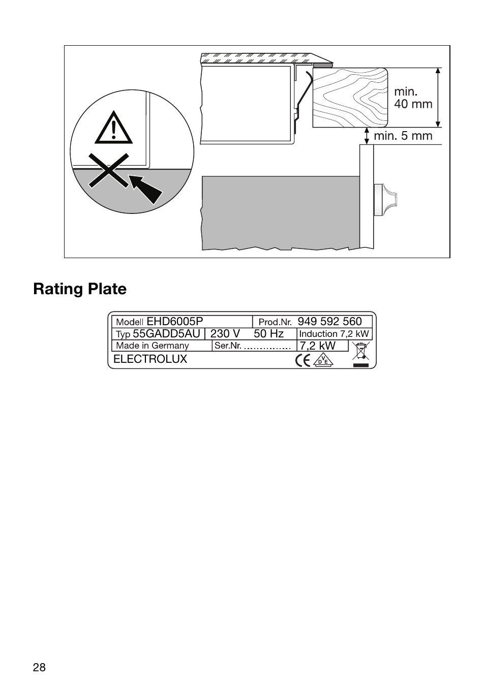 Rating plate | Electrolux EHD 6005 P User Manual | Page 28 / 32