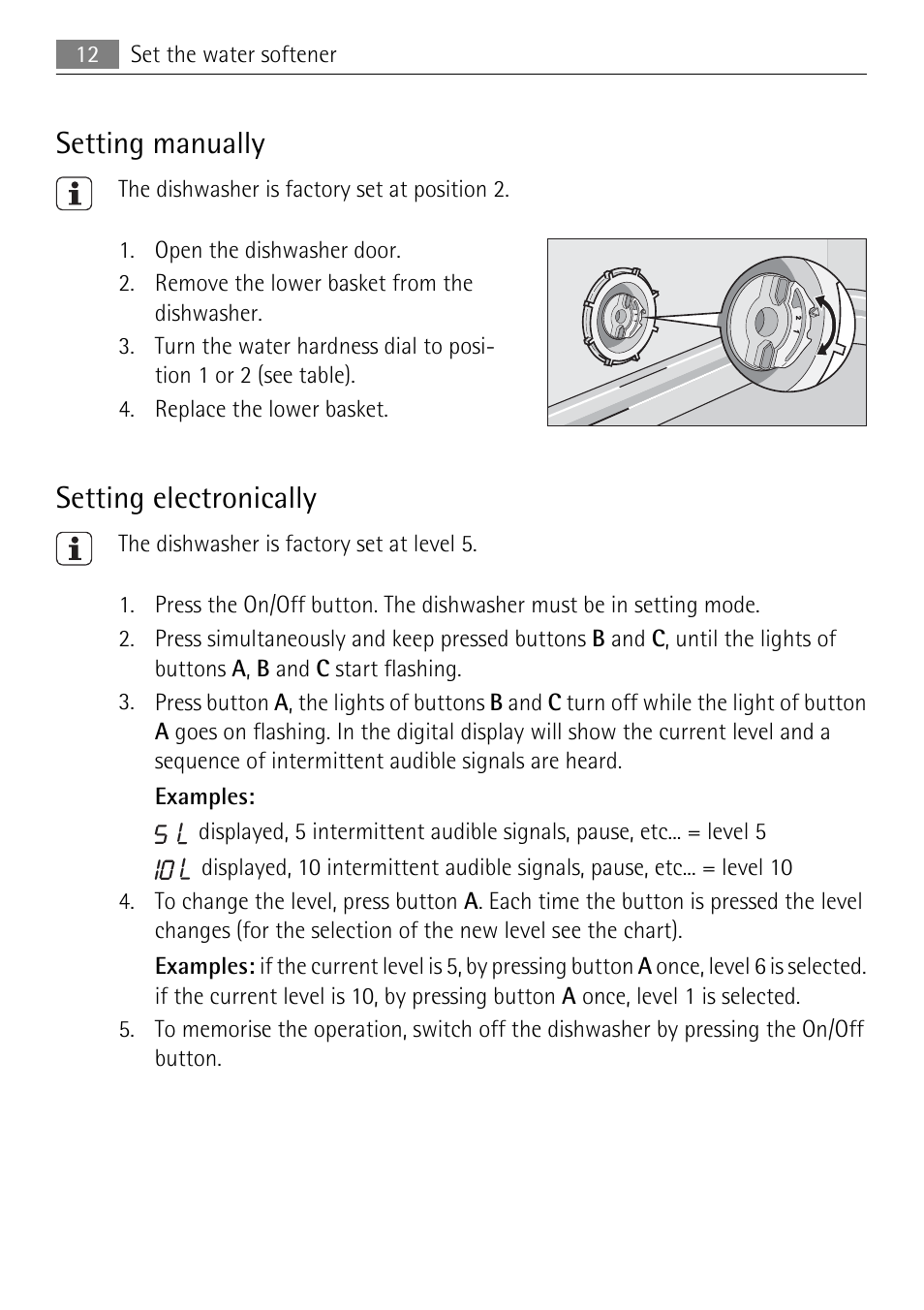 Setting manually, Setting electronically | Electrolux 86011 VI User Manual | Page 12 / 40