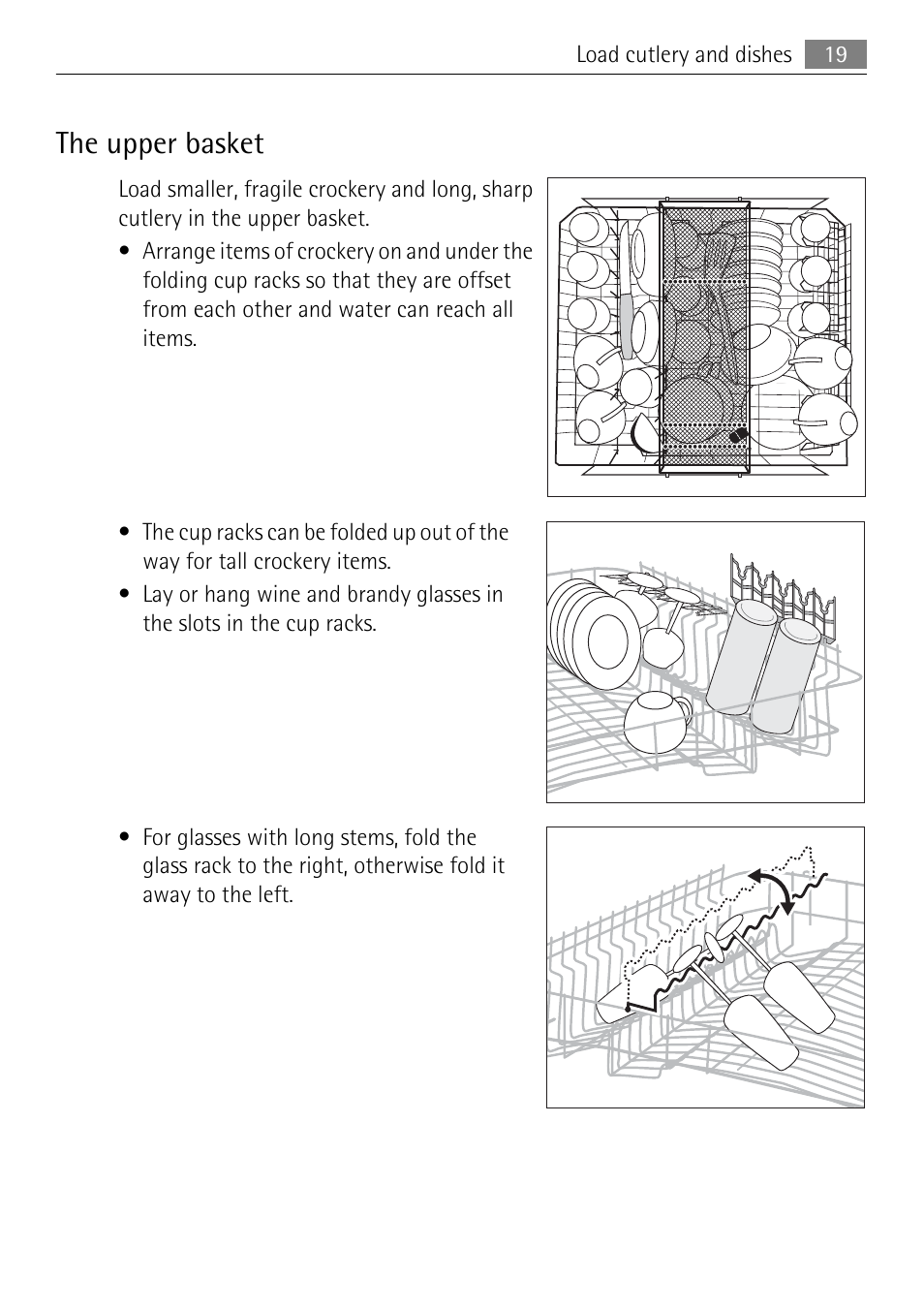 The upper basket | Electrolux 86011 VI User Manual | Page 19 / 40