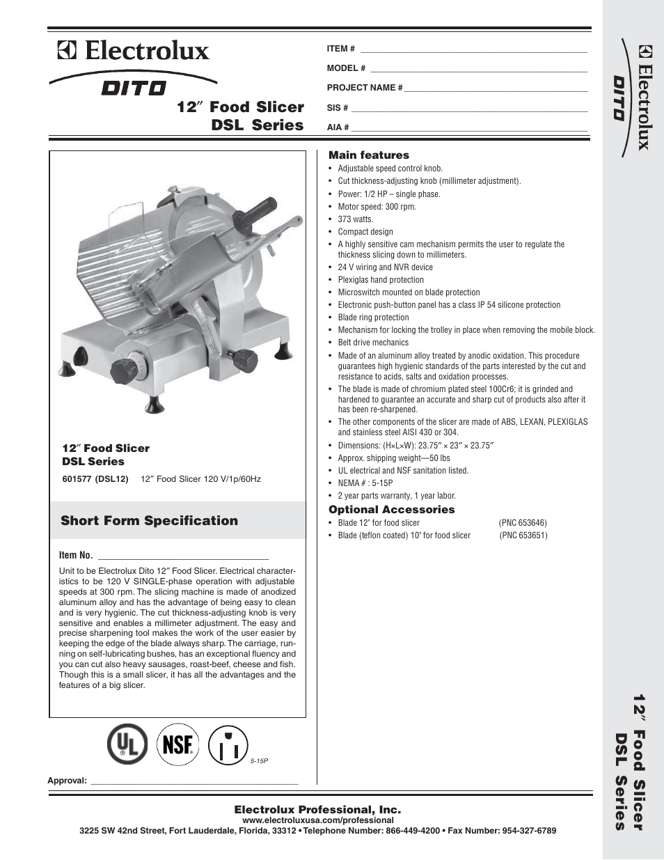 Electrolux Dito DSL Series User Manual | 2 pages