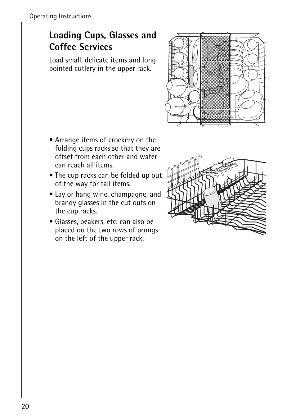 Loading cups, glasses and coffee services | Electrolux 60800 User Manual | Page 20 / 44