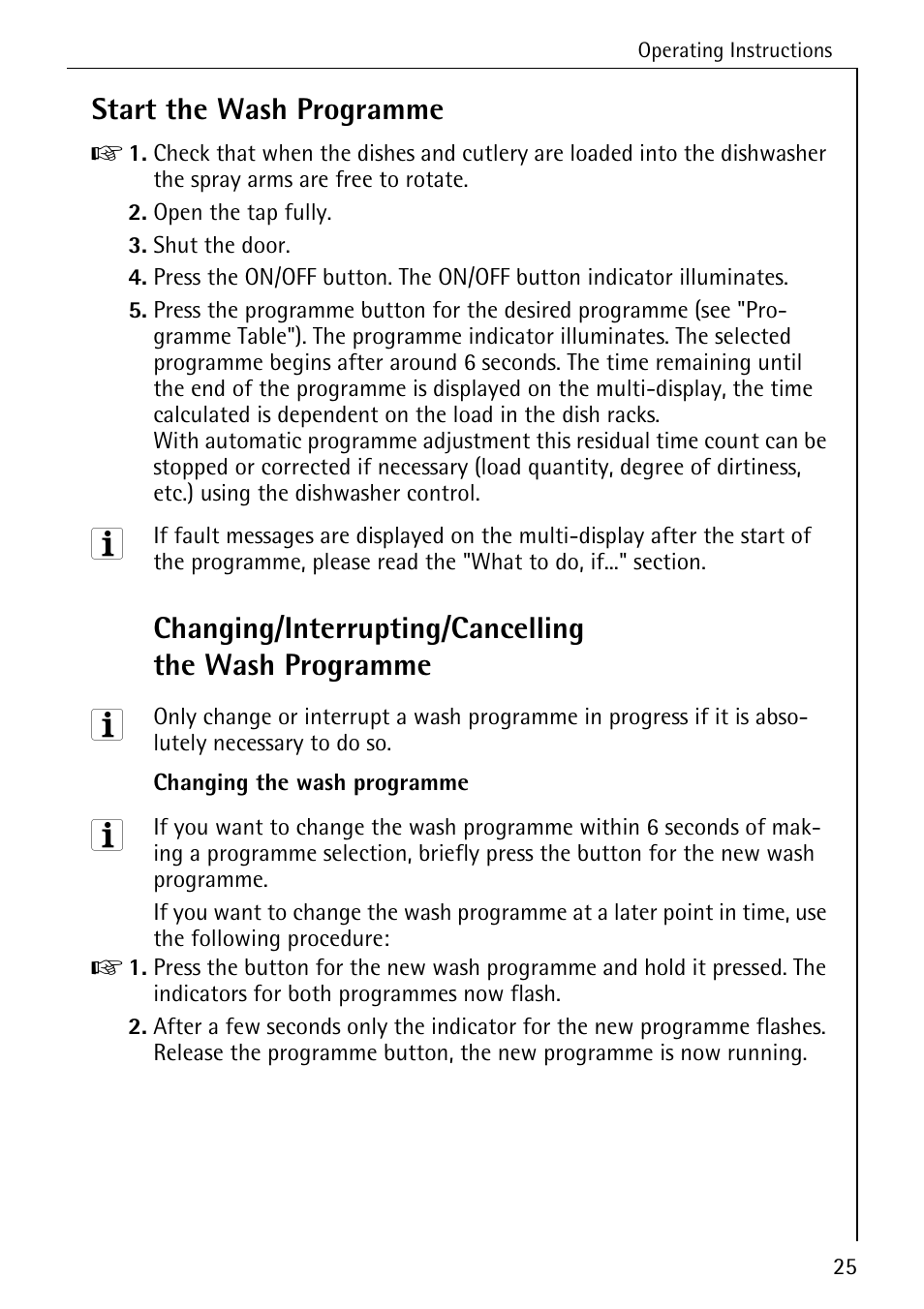 Start the wash programme | Electrolux 60800 User Manual | Page 25 / 44