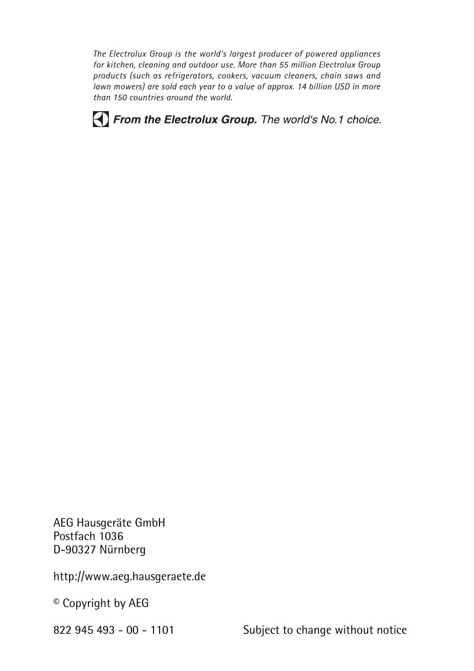 Electrolux 60800 User Manual | Page 44 / 44