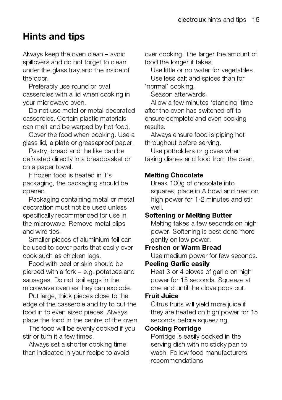 Electrolux EMM1100 User Manual | Page 15 / 23