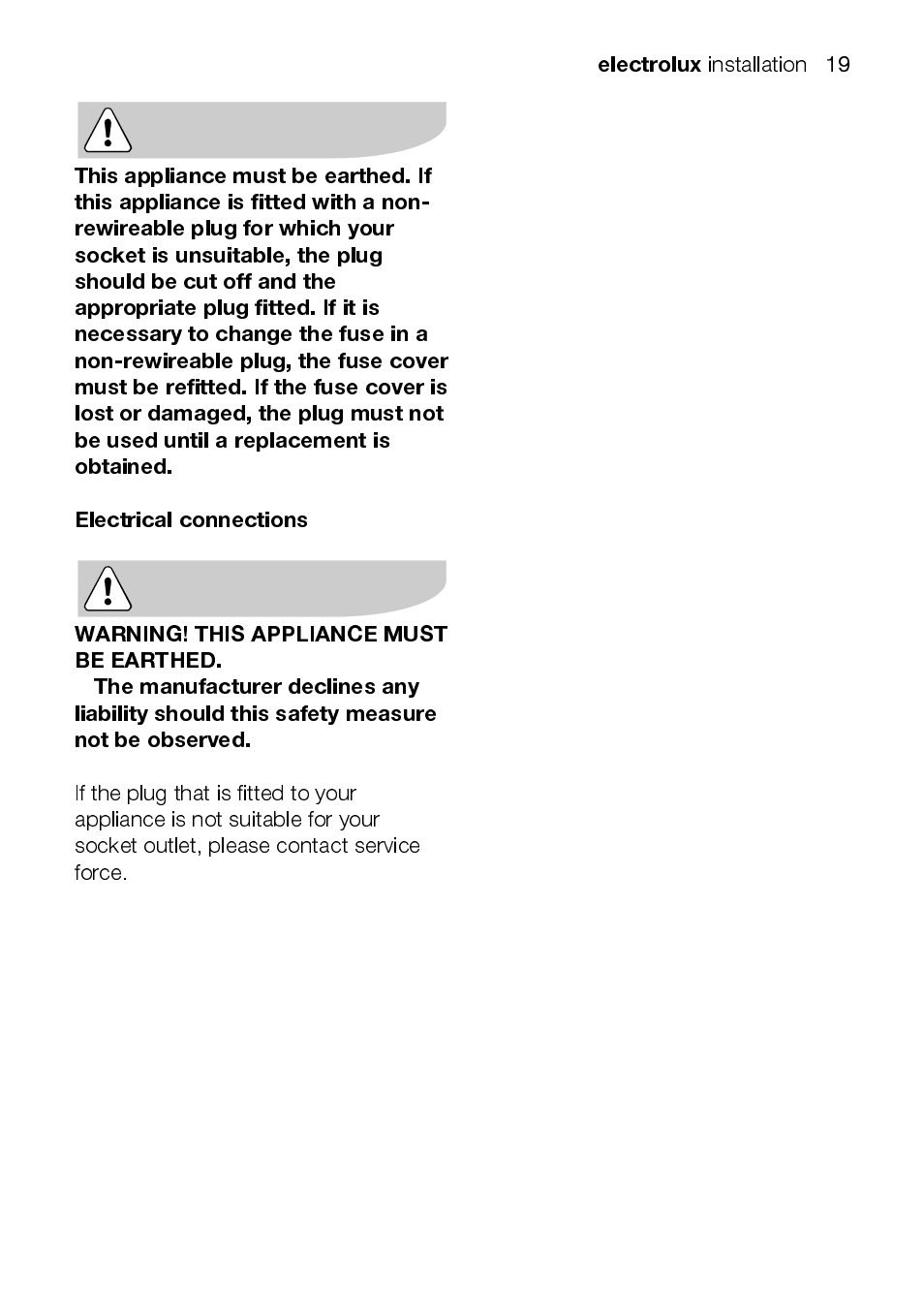 Electrolux, Installation | Electrolux EMM1100 User Manual | Page 19 / 23