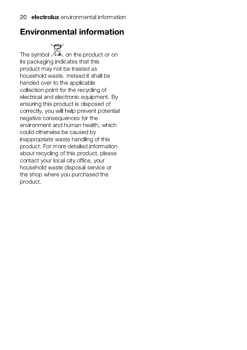 Electrolux | Electrolux EMM1100 User Manual | Page 20 / 23