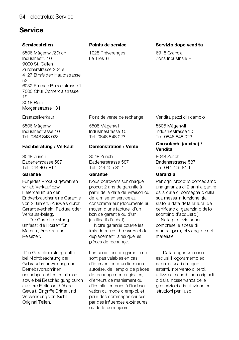 Electrolux service | Electrolux EMM1100 User Manual | Page 21 / 23