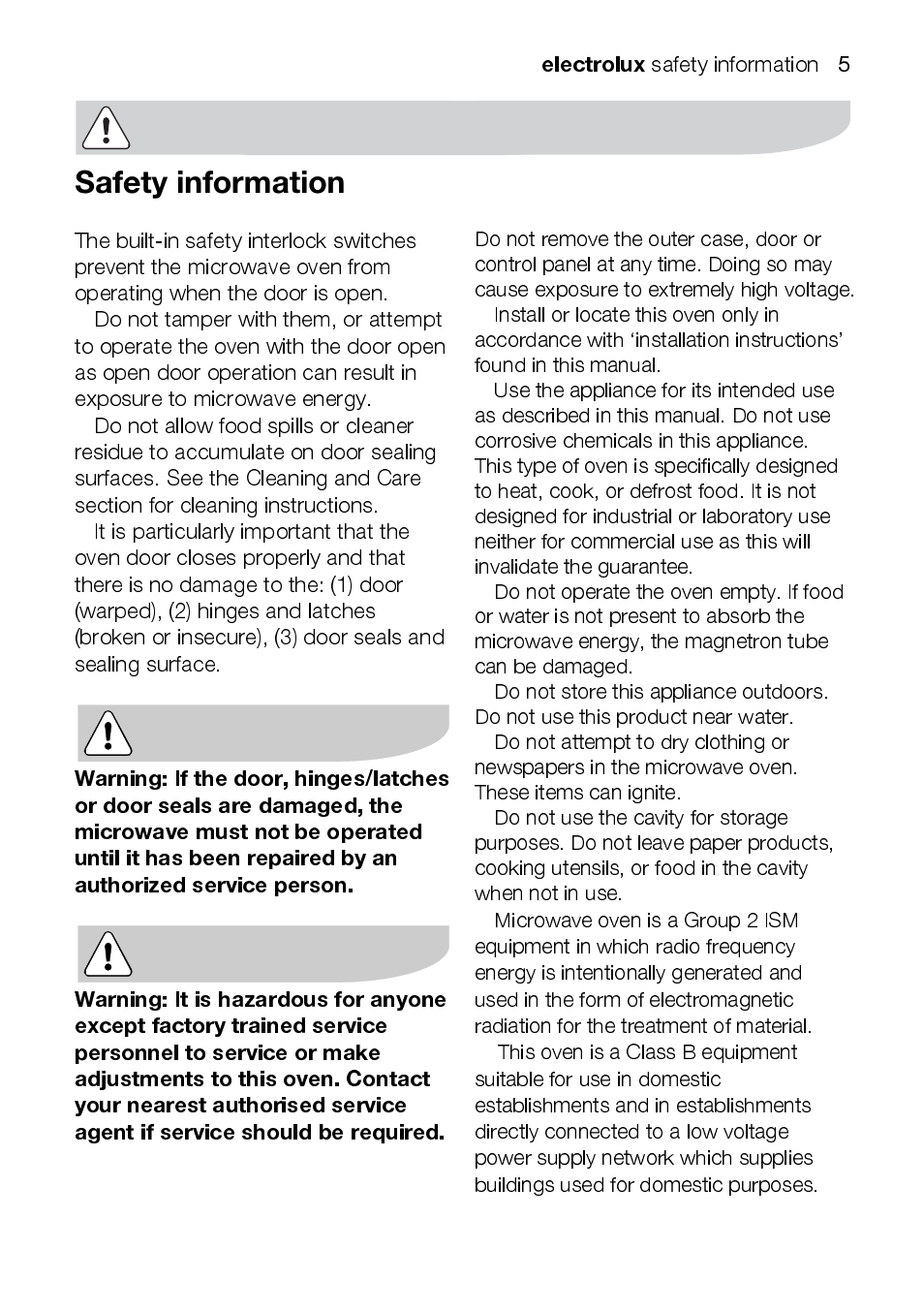 Electrolux EMM1100 User Manual | Page 5 / 23