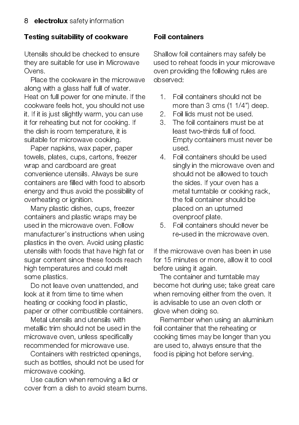 Electrolux EMM1100 User Manual | Page 8 / 23