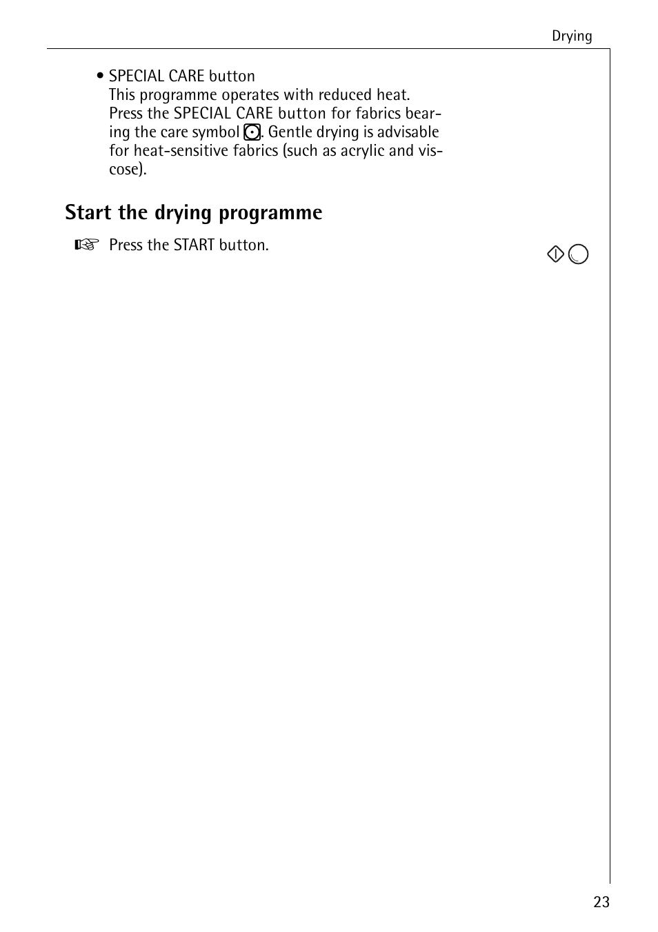 Start the drying programme | Electrolux LAVATHERM 32600 User Manual | Page 23 / 40