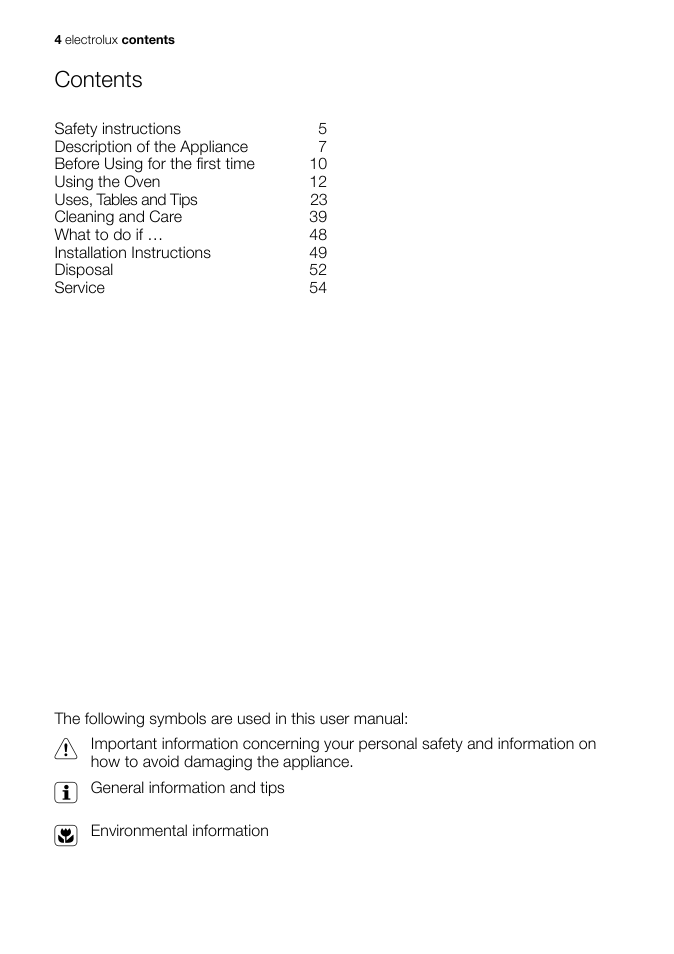 Electrolux EB GL40 User Manual | Page 4 / 56