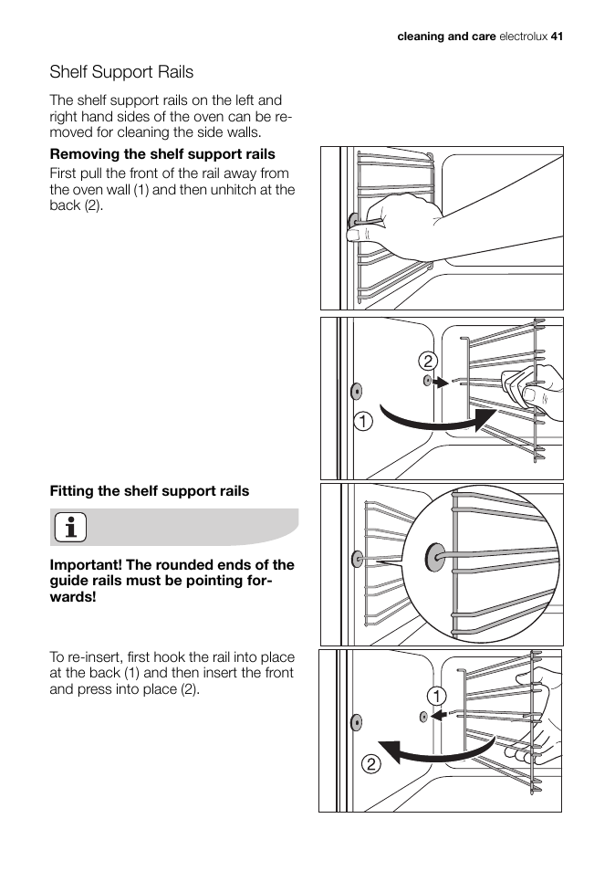 Shelf support rails | Electrolux EB GL40 User Manual | Page 41 / 56