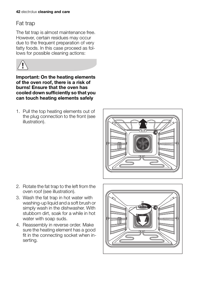 Fat trap | Electrolux EB GL40 User Manual | Page 42 / 56