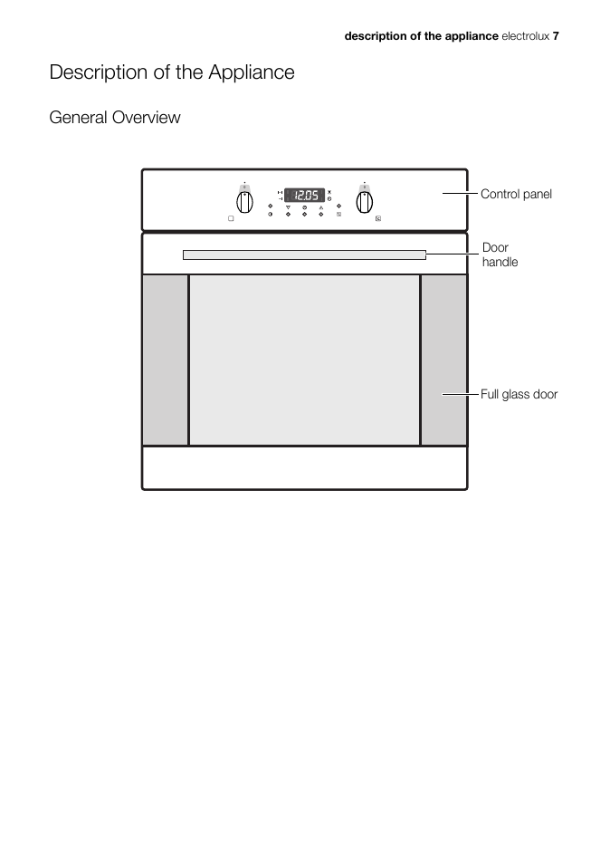 Description of the appliance, General overview | Electrolux EB GL40 User Manual | Page 7 / 56