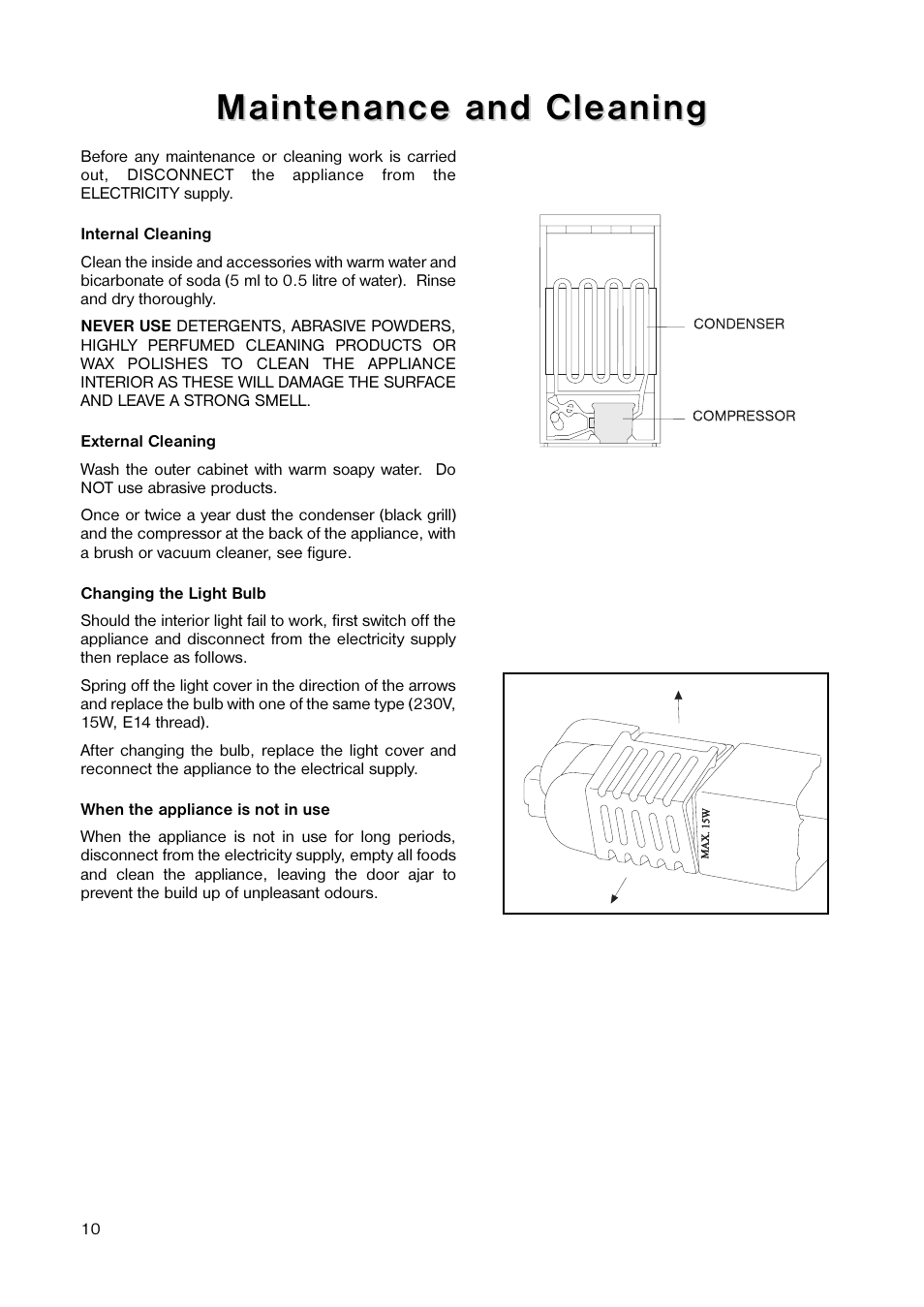 Maint, Maint enance and cleaning enance and cleaning | Electrolux 160 RA User Manual | Page 10 / 20