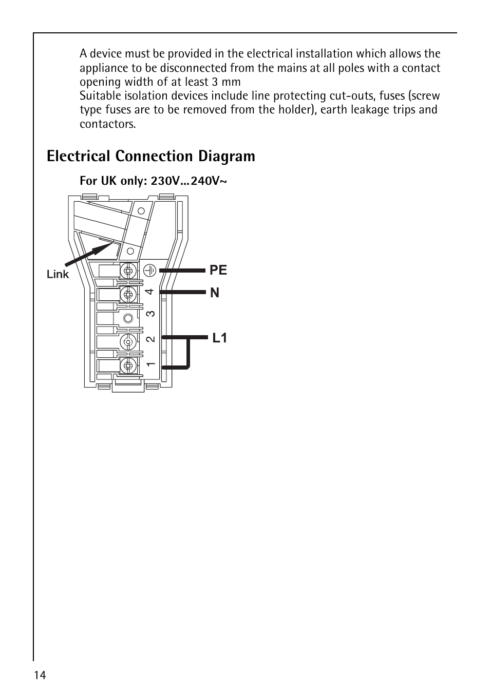 Electrical connection diagram | Electrolux 6010 K User Manual | Page 14 / 20
