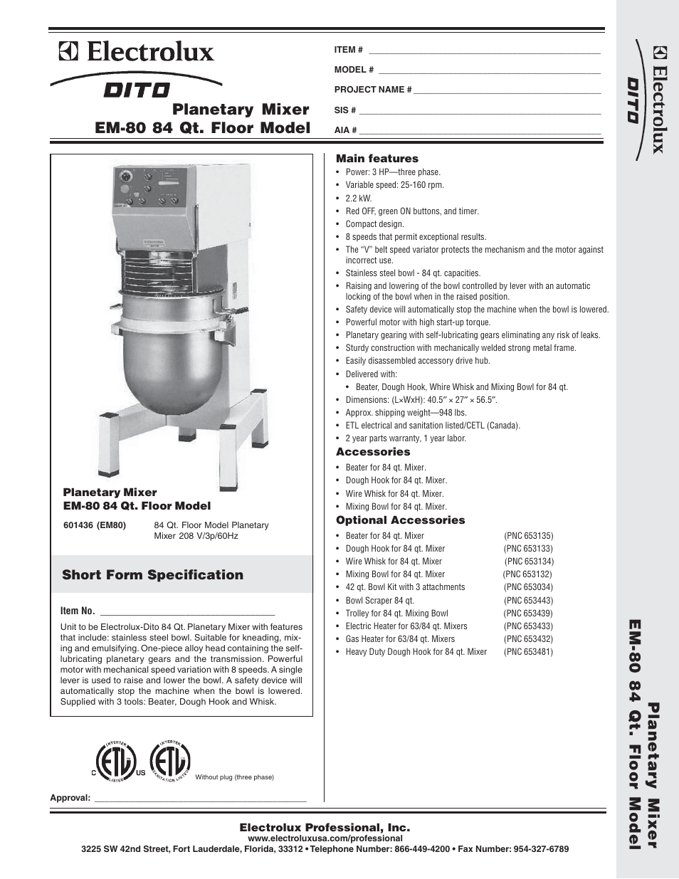 Electrolux Dito EM-80 User Manual | 2 pages