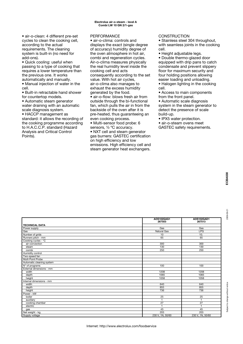 Electrolux Air-O-Steam AOS102GAD1 User Manual | Page 2 / 4