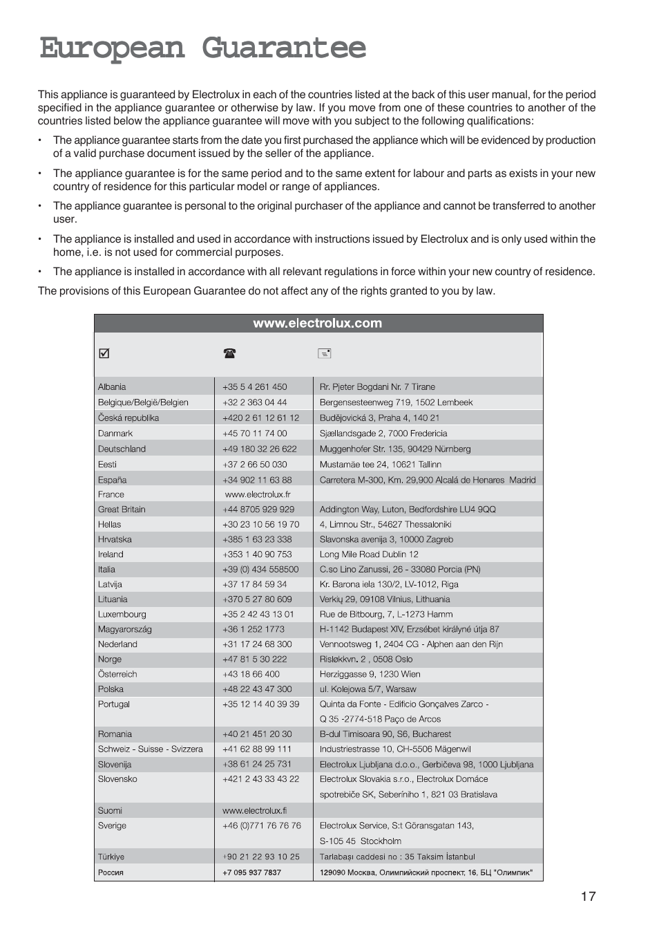 Electrolux U26226 User Manual | Page 17 / 20