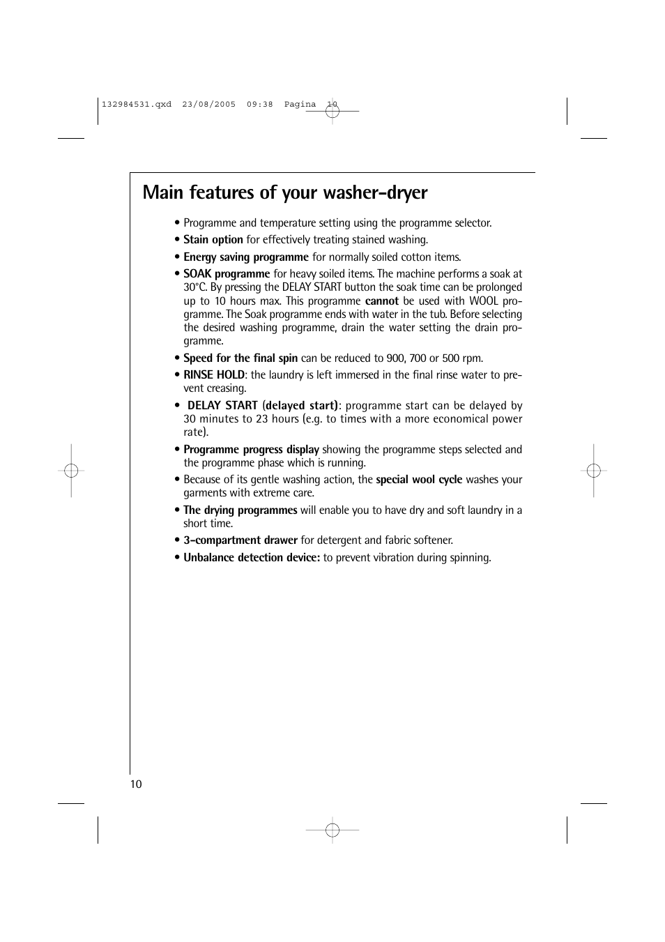Main features of your washer-dryer | Electrolux LAVAMAT TURBO 12710 VIT User Manual | Page 10 / 60
