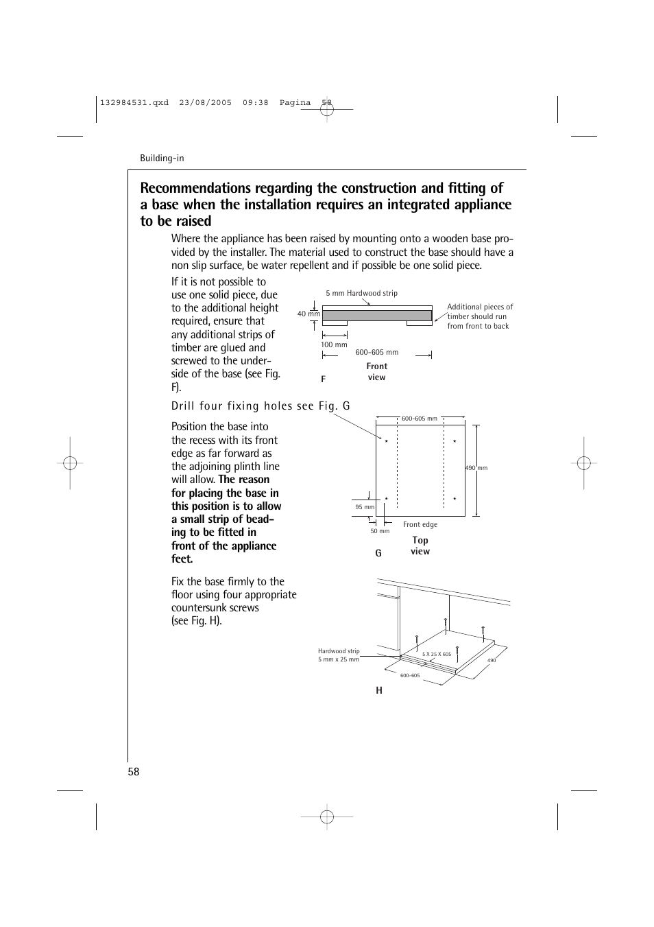 Drill four fixing holes see fig. g | Electrolux LAVAMAT TURBO 12710 VIT User Manual | Page 58 / 60