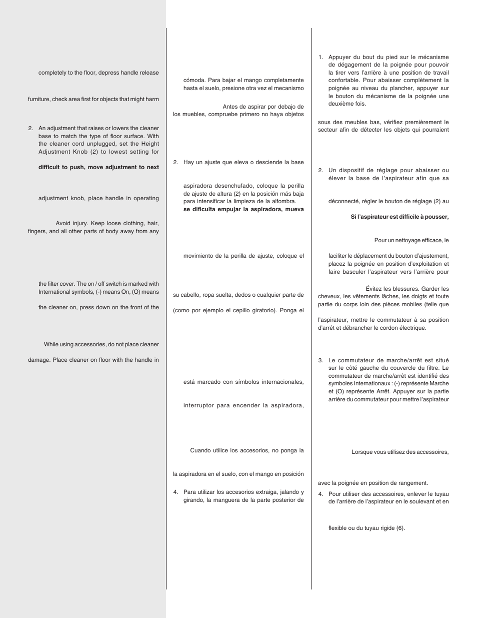 English, Español, Francais | Electrolux SANITAIRE SC5700/5800 SERIES User Manual | Page 7 / 12