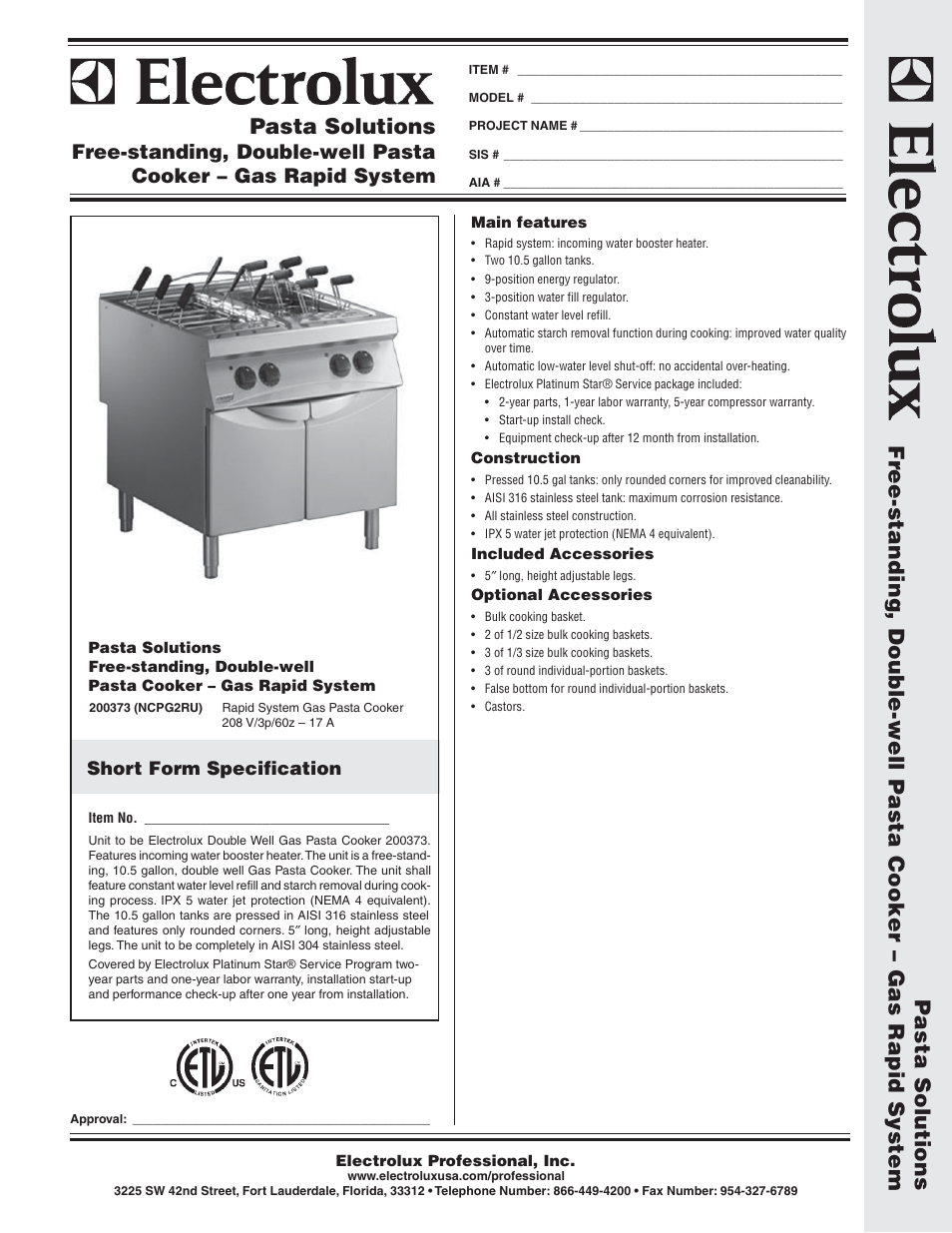 Electrolux 200373 User Manual | 2 pages